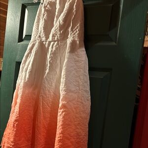 J. Crew Strapless Dress in Cream and Orange